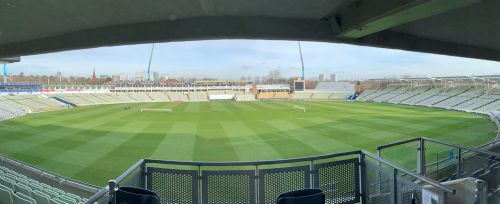 An empty circular cricket ground